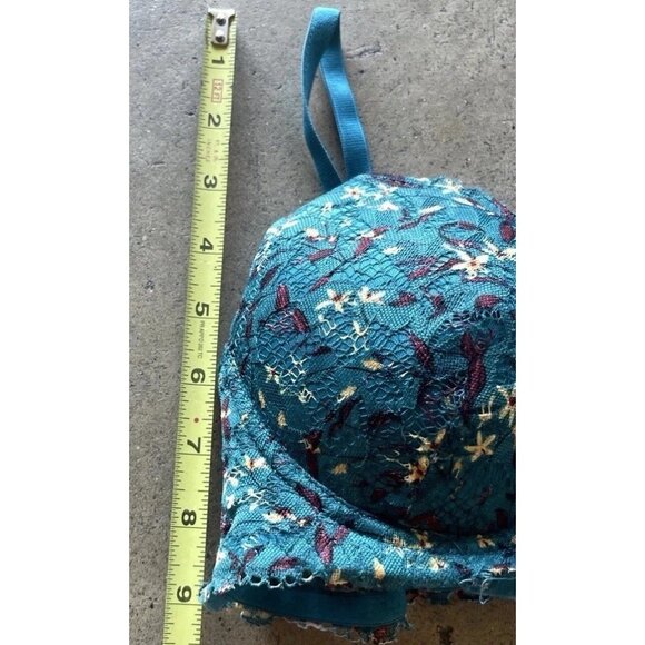 daisy fuentes Date Push-Up Padded Front Close Bra Teal Floral Women’s Sz 34B - Picture 3 of 10
